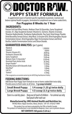 Doctor Raw Food Diet Supplement For Puppies - Puppy Start